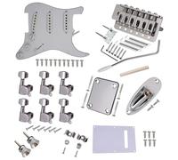 Juego completo de accesorios para guitarra eléctrica estilo ST con pastilla premontada, potenciómetros y pastillas sin soldadura, selector de 5 vías puente trémolo individual (plata)
