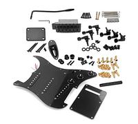 Juego completo de accesorios para guitarra eléctrica estilo ST con potenciómetros premontados y pastilla sin soldadura, selector de 5 vías puente trémolo individual (negro)