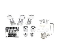 Juego completo de accesorios para puente de guitarra de 3 cuerdas con clavijas de afinación, pomos de control, tornillos de bloqueo para caja eléctrica, guitarras, puente de guitarra, reemplazo con