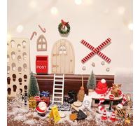 Juego completo de accesorios para puerta de amigo invisible, juego de accesorios con obra de construcción, muñeco de nieve, árbol de Navidad, corona, buzón, valla, botas, escalera y huellas
