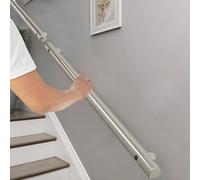 Juego completo de barandillas para escaleras de acero inoxidable de 1 a 4,5 m, longitud ajustable, antideslizante, agarre de seguridad de 200 kg, soporte de carga completo para escaleras