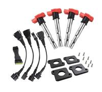 Juego completo de bobinas de encendido 2.0T, arnés ICM, placas de bobina R8, juego de bobinas, compatible con modelos 97-99.5 1.8T B5 A4, compatible con Audi (4 a 5 contactos).(Black)