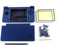 Juego completo de carcasa de carcasa de carcasa con lente de pantalla con botones de repuesto para consola Nintendo DSi NDSi (azul oscuro)
