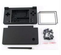 Juego completo de carcasa de carcasa de carcasa con lente de pantalla con botones de repuesto para consola Nintendo DSi NDSi (negro)