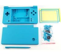 Juego completo de carcasa de carcasa de carcasa con lente de pantalla con botones de repuesto para consola Nintendo DSi NDSi (azul claro)