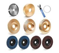 Juego completo de discos de escultura y molienda de madera para amoladoras angulares con cortador de velocidad y llave incluidas, lijado para carpintería