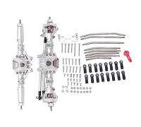 Juego completo de ejes delanteros y traseros RC, Kit de montaje de Metal, eje de transmisión para coche trepador de control remoto Axial SCX10 II (Plata)