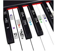Juego completo de etiquetas de notas musicales para piano y teclado para teclas blancas y negras, transparentes y desmontables