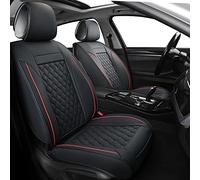 Juego Completo de Fundas de Asiento de Coche, Ajuste Universal para la mayoría de Coches, SUV, Fundas de cojín de Piel sintética para vehículos automotores (Juego Completo, Negro/Rojo)