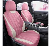 Juego completo de fundas de asiento de coche, súper lujosas, resistentes, impermeables, de cuero, para automóviles, SUV, camionetas, asiento antideslizante universal, accesorios de coche rosa (rosa)