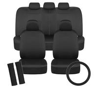 Juego completo de fundas para asientos de autom vil BDK PolyPro en negro s lido con volante