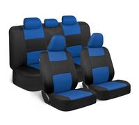 Juego completo de fundas para asientos de coche BDK PolyPro en azul sobre negro: fundas para asientos delanteros y traseros divididos, f ciles de