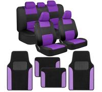 Juego completo de fundas para asientos de coche BDK PolyPro morado con 4 alfombrillas de suelo, bicolor, compatible con la mayor a de las fundas