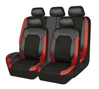 Juego Completo De Fundas para Asientos De Coche De Cuero para Citroen C3 C4 C52017-2023, Impermeable Completo Juegos Cubreasientos Protectores Interior Accesorios,A/Black-Red