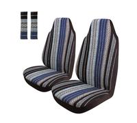 Juego completo de fundas universales para asientos de coche con respaldo alto y almohadilla para cinturón de seguridad, protector de volante para coche, SUV y camión.(AD031 4pcs)