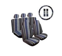 Juego completo de fundas universales para asientos de coche con respaldo alto y almohadilla para cinturón de seguridad, protector de volante para coche, SUV y camión.(AD031 9pcs)