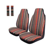 Juego completo de fundas universales para asientos de coche con respaldo alto y almohadilla para cinturón de seguridad, protector de volante para coche, SUV y camión.(AD032 4pcs)