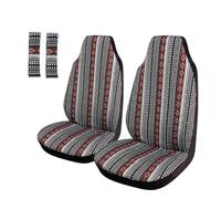 Juego completo de fundas universales para asientos de coche con respaldo alto y almohadilla para cinturón de seguridad, protector de volante para coche, SUV y camión.(AD034 4pcs)