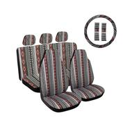 Juego completo de fundas universales para asientos de coche con respaldo alto y almohadilla para cinturón de seguridad, protector de volante para coche, SUV y camión.(AD034 9pcs)