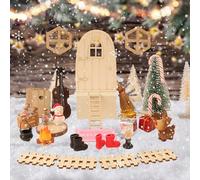 Juego completo de gnomos navideños, 36 piezas, accesorios de Navidad para niños, juego de duendes de Navidad, decoración con árbol de Navidad para construir casas de muñecas, decoración de Navidad