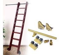 Juego completo de herrajes para biblioteca, riel deslizante dorado, kit de escalera móvil de 3.3 a 24 pies, riel para escalera móvil para oficina en loft (sin escalera), kit de riel para esc