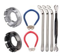 Juego completo de herramientas para radios de bicicleta, incluye llaves de doble extremo y agarre de goma para pezones de 10G a 15G