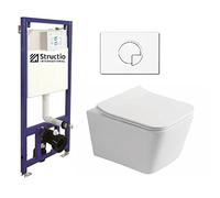 Juego completo de inodoro, asiento sin salpicaduras, elemento de pared de cierre suave, cisterna empotrada, caja de cerámica empotrada para fregadero, juego de inodoro de pared, cuenco blanco/negro +