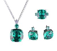 Juego completo de joyas de rubí simulado perforado, accesorios de noche, anillo de boda para mujer, juego de regalo, Set of 3