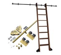 Juego completo de kit de herrajes para escalera de biblioteca, riel para escalera rodante para oficina en loft, kit de riel de herrajes para escalera deslizante de biblioteca de 3.3 a 24 pie