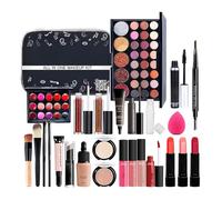 Juego completo de maquillaje para principiantes, set de maquillaje multiusos Essential Starter Bundle, todo en juego de maquillaje, corrector, brillo de labios, paleta de sombras de ojos, pintalabios