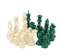 Juego Completo de Piezas de Ajedrez de 32 Piezas, Figuras de Ajedrez de Plástico Duraderas y Ponderadas en Verde y Blanco para Juego Competitivo