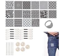 Juego Completo de Plantillas para Sashiko, 16 Plantillas Reutilizables, 5 Agujas de Bordado, 10 Hilos Blancos, Protector de Dedos y Más para Proyectos de Costura y Bordado en Casa o Viaje