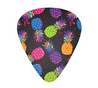 Juego completo de púas de guitarra de piña con tinta de acuarela colorida para guitarrista, celuloide mediano, paquete de 12 en caja de regalo para guitarristas, hombres y mujeres