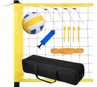 Juego Completo de Red de Voleibol Portátil para Playa y Jardín, Red Voley Playa Plegable con Postes Ajustables, Fácil Instalación, Incluye Accesorios y Bolsa de Transporte