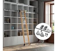 Juego Completo de rieles para Escalera de Biblioteca rodante, riel/riel Redondo de 3,3 pies a 20 pies (sin Escalera), Kit de herrajes para Escalera Deslizante con Rodillo de Piso -