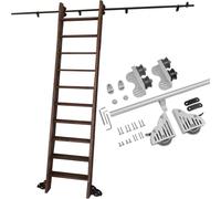 Juego completo de rieles para escalera móvil retráctil para biblioteca, con ruedas de rodillos para piso. Kit de puerta corrediza tipo granero (sin escalera)(200cm Kit de pista)