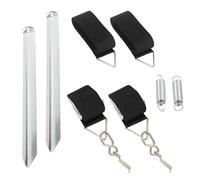 Juego completo de toldos, protección contra tormentas, juego completo con 2 estacas para tienda de campaña, 2 muelles, 2 correas tensoras, 1 bolsa, accesorios resistentes a la intemperie para