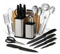 Juego completo de utensilios de cocina de acero inoxidable de 17 piezas (incluye juego de cuchillos de cocina, set utensilios cocina, tabla de cortar cocina y tacoma cuchillos). Accesorios cocina