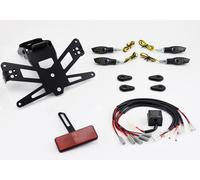 Juego completo plug and play para el soporte de matrícula PROTECH con 4 indicadores LED de acero inoxidable/aluminio recubierto en polvo, negro