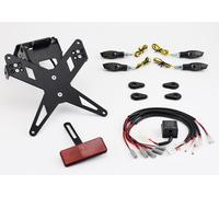 Juego completo plug and play para el soporte de matrícula PROTECH con 4 indicadores LED de acero inoxidable/aluminio recubierto en polvo, negro