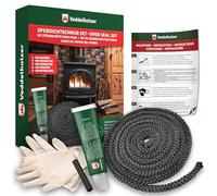 Juego completo Veddelholzer Ø 8 mm cinta de sellado, sello de hornos, cordón para estufas, hornos y accesorios de chimeneas Incl. adhesivo de alta temperatura, guantes, manguitos e instrucciones.
