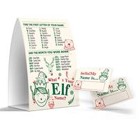 Juego con nombre de elfo, juegos de fiesta de Navidad para actividades escolares en el aula, 1 letrero y 50 etiquetas adhesivas con nombre, fiesta de cumpleaños -JJ046