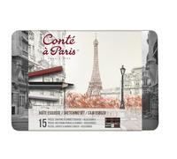 Juego Conté à Paris 750411 Set Lápices Esbozo en estuche metálico - 7 lápices de dibujo, 6 tizas Carré y accesorios