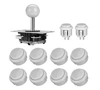 Juego controlador Joystick Conjuntos, ABS Zero Delay Arcade Game Controller Joystick Kits DIY Raspberry Pi Parts (Blanco)