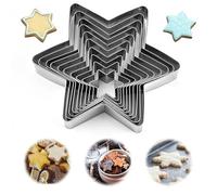 Juego Cortadores Galletas,10 Pcs Cortadores Galletas Estrellas Acero Inoxidable Corte de Galletas en Forma de Estrella Estrellas Herramientas para Hornear DIY para Repostería Caser