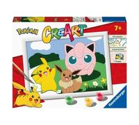 Ravensburger - Creart D: Pokemon | Pintar por Numeros Niños | Kit Manualidades Pokémon | Kit Pintura Niños Completo | Manualidades 7 años | Incluye Marco 18x24cm