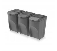 Juego cubos reciclaje 3x35L gris Sortibox IKWB35S3-405U