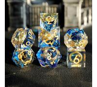 Juego Dados DND 7 Piezas D4 D6 D8 D10 D12 D20 D% Poliédrico Hecho a Mano Resina con Bordes Afilados Dados D&D para Mazmorras y Dragones Pathfinder Roll Juegos de Mesa RPG MTG con Caja Regalo