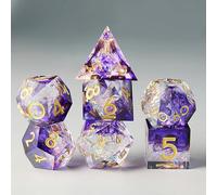 Juego Dados DND 7 Piezas D4 D6 D8 D10 D12 D20 D% Poliédrico Hecho a Mano Resina con Bordes Afilados Dados D&D para Mazmorras y Dragones Pathfinder Roll Juegos de Mesa RPG MTG con Caja Regalo