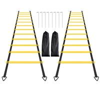 Juego de 1/2/4 escaleras de Agilidad, 8 peldos/12 peldaños, Escalera de Agilidad, Escalera de Entrenamiento de Velocidad con estacas de Acero y Bolsa de Transporte para fútbol, Entrenamiento de pies